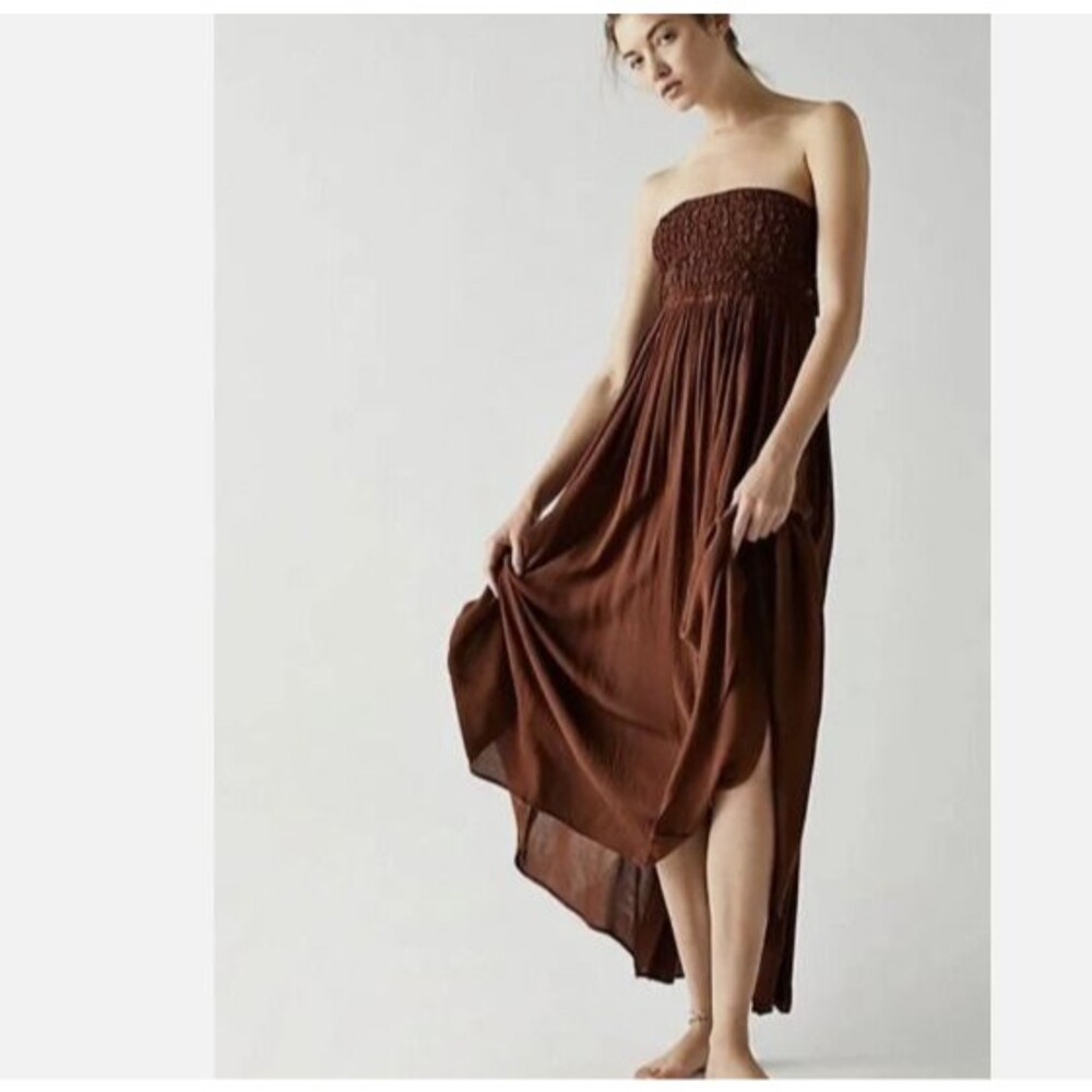 Free People Turning Up The Temperature Maxi Sleeveless Brown Medium BOHO